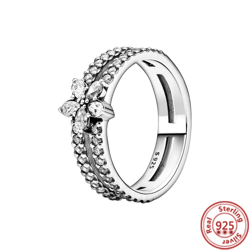 New 925 Sterling Silver Organically Shaped Stacking Pearls Hearts Stars Moon Sun Day Night Sparkling Pantaro Rings Women Jewelry