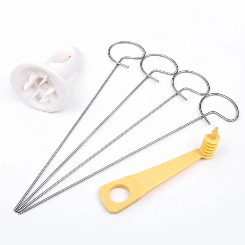 1Set Stainless Steel Twisted Potato Spiral Slice Plastic Rotate Potato Slicer Cutter Creative Vegetable Tool Kitchen Gadgets