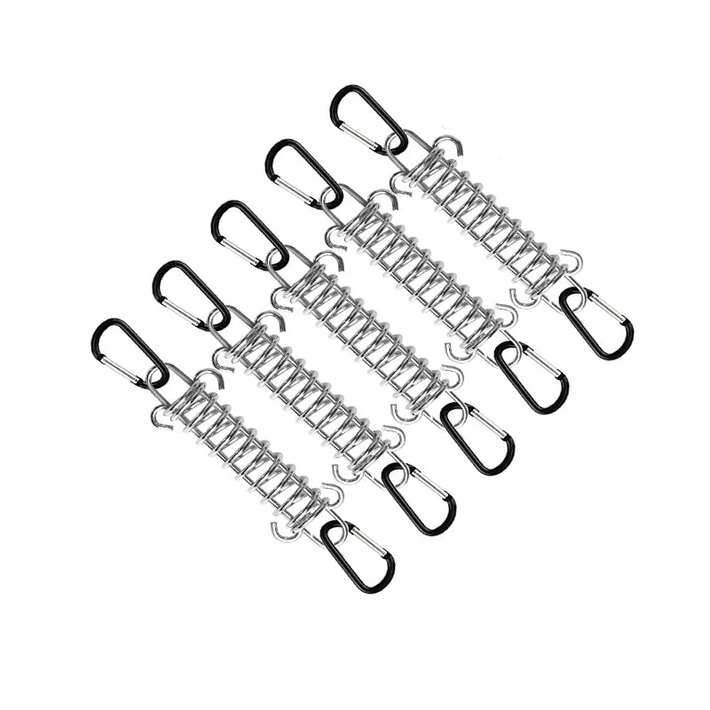 5/10Pcs/set Steel Tent Wind Rope Spring Buckle Tent Tensioner Camping Deck Pegs with Carabiner Clips Awning Tightener Fixed Hook