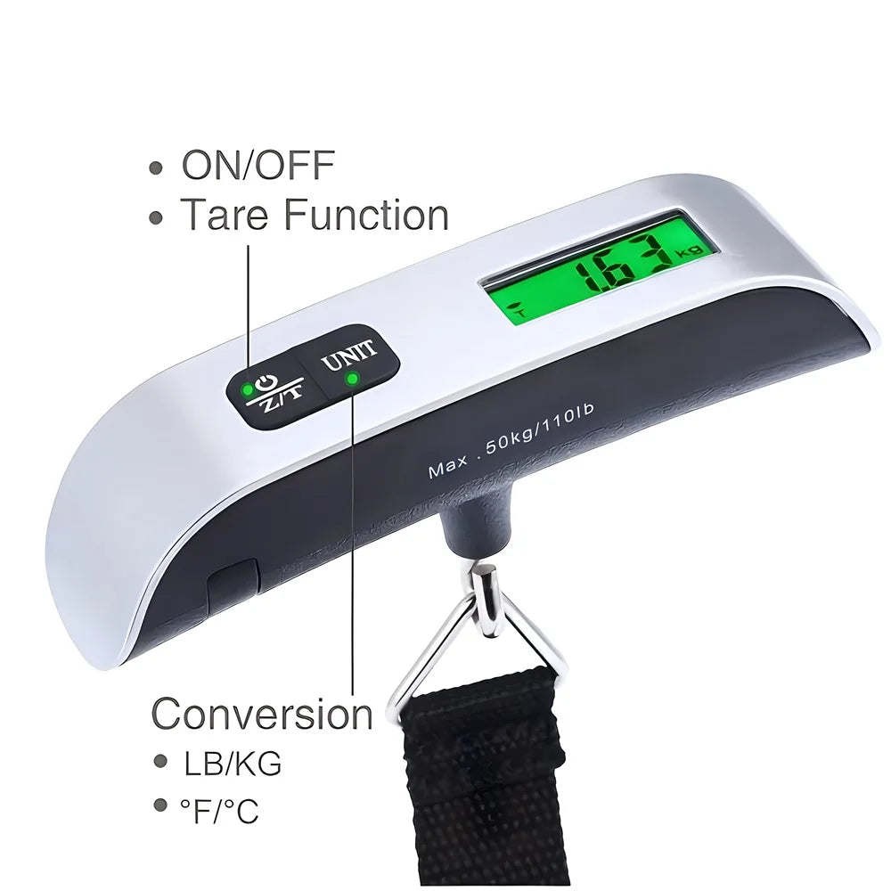 110lb Portable Electronic Hand Luggage Scale LCD Digital Display Balance Scale Suitcase Travel Accessories Baggage Weight Tool