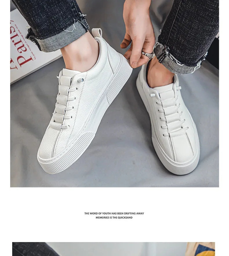 White Sneakers for Men  Fashion Casual Lace Up Round Toe Flat mens Running Sport Shoes Zapatillas Deportivas Hombre 2025