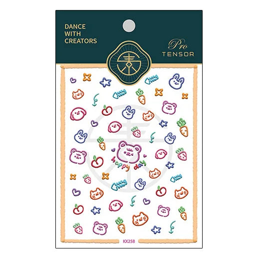Colored Doodle Violin Music Note Design 5D Embossed Reliefs Nail Art Stickers Cute 3D Self Adhesive Manicure Decals Wholesale