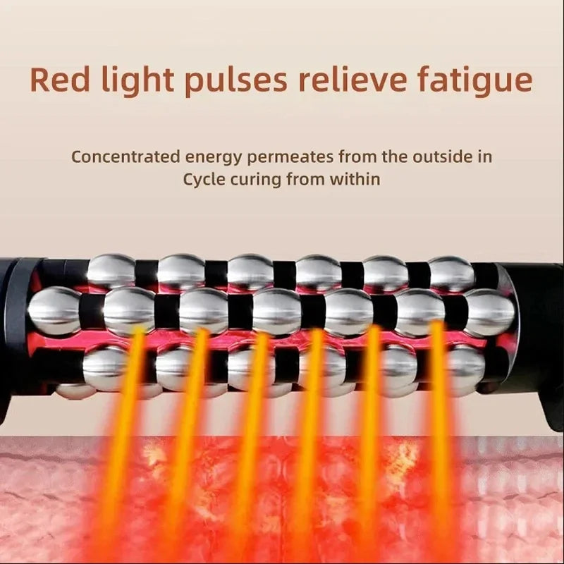Relaxed Red Light Heated Massage Device 360 Rotating Inner Ball Muscle Relaxation Massage Roller For Whole Body Anti Cellulite