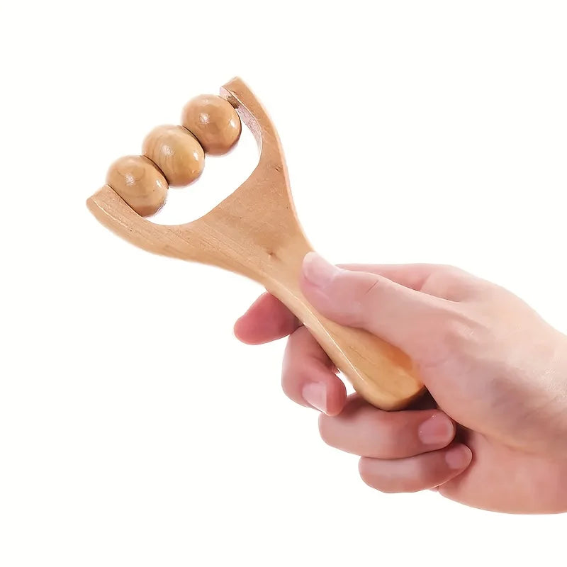 1pc wooden massager, compact shoulder and leg roller massage, suitable for whole body, face and neck.