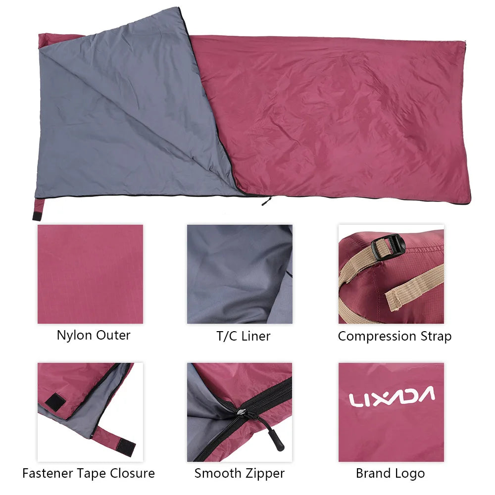 Lixada Camping Sleeping Bag 190*75cm Type Polyester Sleeping Bags Camping With Compression Bag Camping Equipment 680g