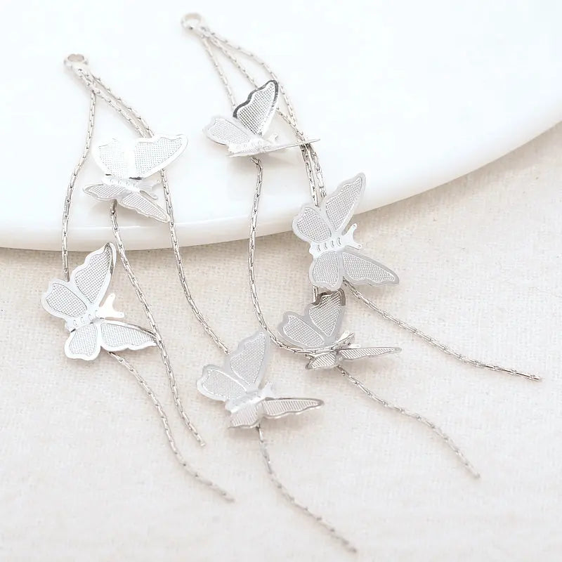 80MM 14K Gold Color Plated Butterfly Tassel Earrings Charms Pendants High Quality Diy Jewelry Accessories