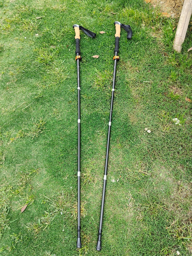 LIGHTEN UP 2Pcs Carbon Fiber/Aluminum Alloy Trekking Poles Collapsible Telescopic Sticks Lightweight Walking Hiking Stick Climb
