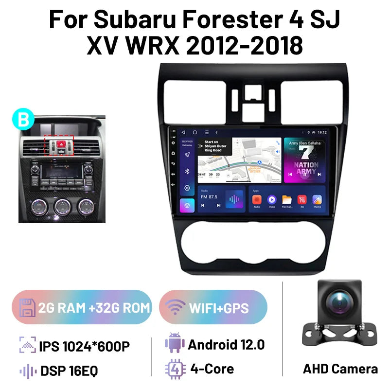 Car Stereo Carplay Android Auto Wireless 8 Core For Subaru Forester 4 SJ XV WRX 2012-2018 Audio DSP FM AM Multimedia Player Auto