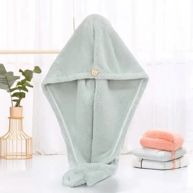 1PC Hair Drying Hat Quick-dry Microfiber Hair Towel Cap Hat Women Bath Hat Solid Towel Cap Super Absorption Turban Hair Dry Cap