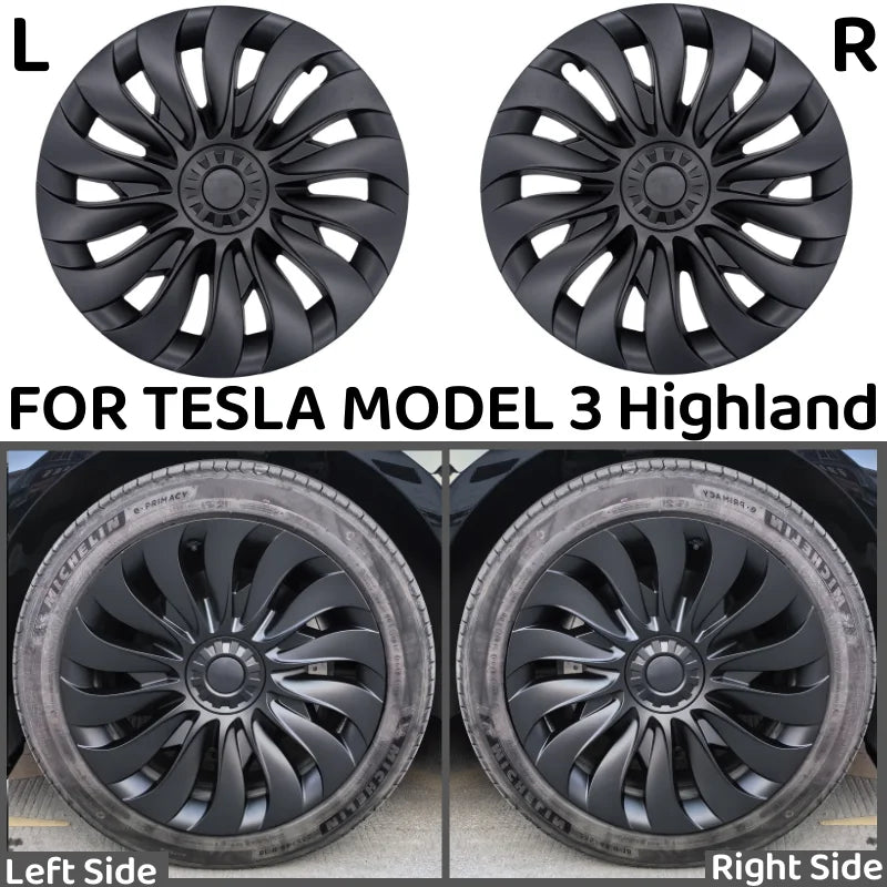 4PCS 18-Inch HubCap for New Tesla Model 3 Highland 2025 Performance Replacement Wheel Cap Automobile Full Rim Cover Accessories