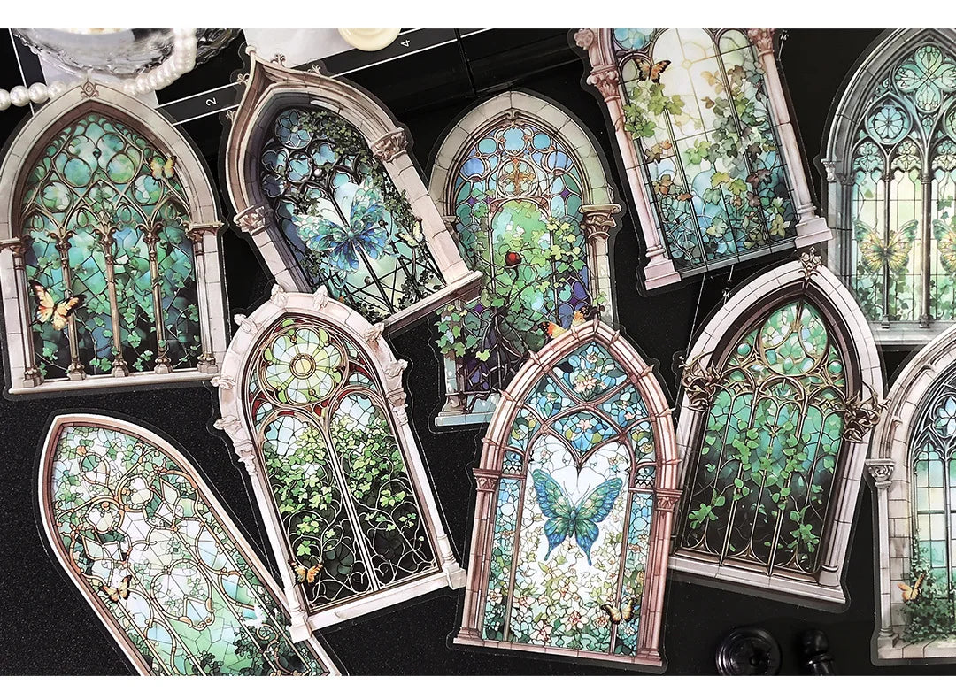 10 Pcs/pack Manor Mystery Series Decorative Sticker Retro Flowery Window Collage Scrapbooking Label Diy Diary Journal Planner
