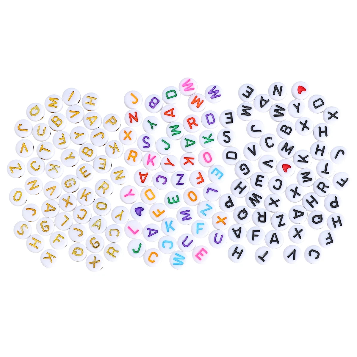 About270Pcs4x7mm Acrylic A- Z English Letter&Red Heart Flat Bead Material Pack Handmade DIY Making Jewelry Bracelet Accessories