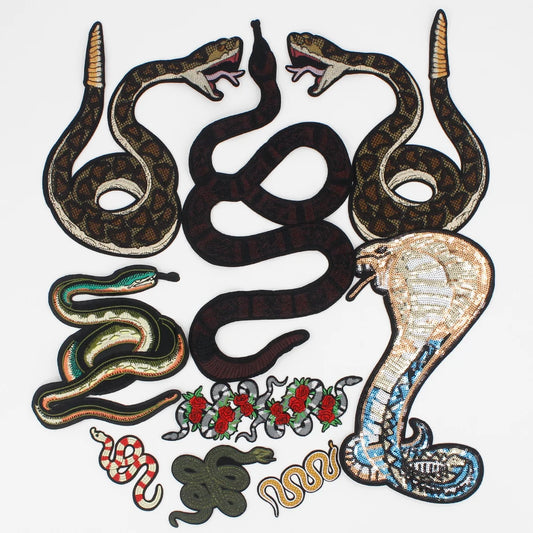 2pieces  Snake Patches for Clothing Sew on Jacket Embroidery Applique