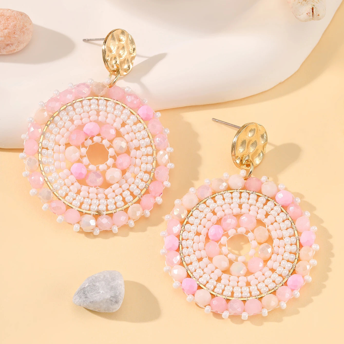 INKDEW Round Bohemia Drop Earrings for Women Big Long Earrings Handmade Crystal Faceted Beads Earrings Jewelry Gift boho EA092