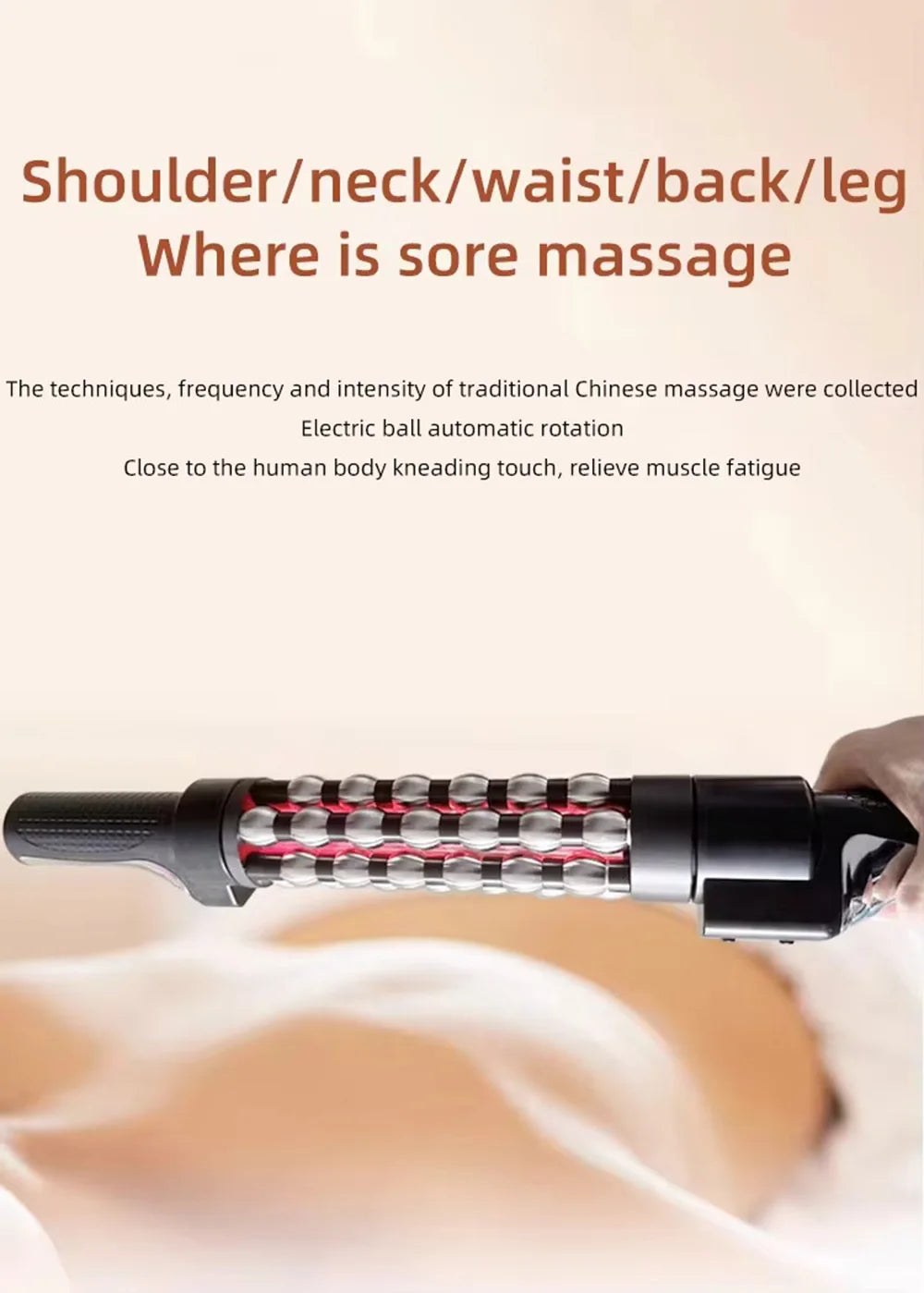 Relaxed Red Light Heated Massage Device 360 Rotating Inner Ball Muscle Relaxation Massage Roller For Whole Body Anti Cellulite