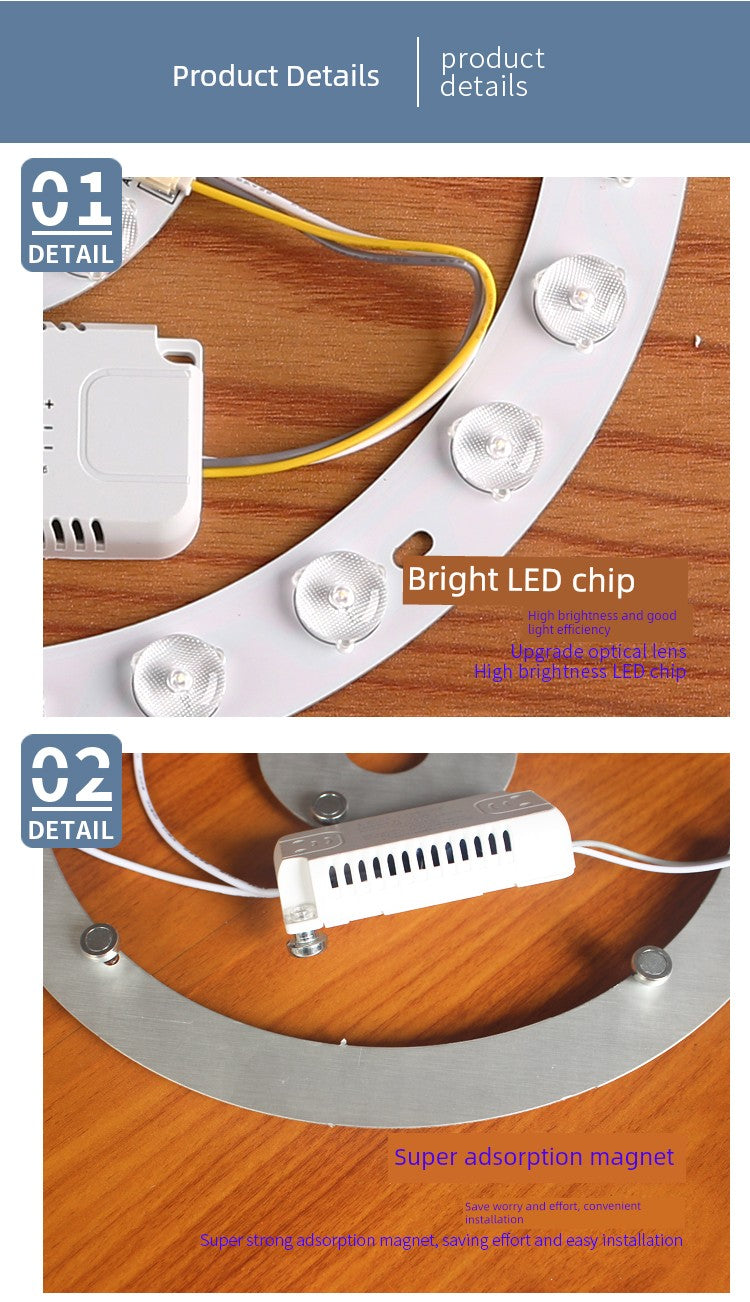 Ceiling Lamp LED Light Wick Replacement Refill Lamp Beads the Lamp Disc Lens Living Room Variable Light with Three Colors Light Bar Ceiling Fan Lights Light Source