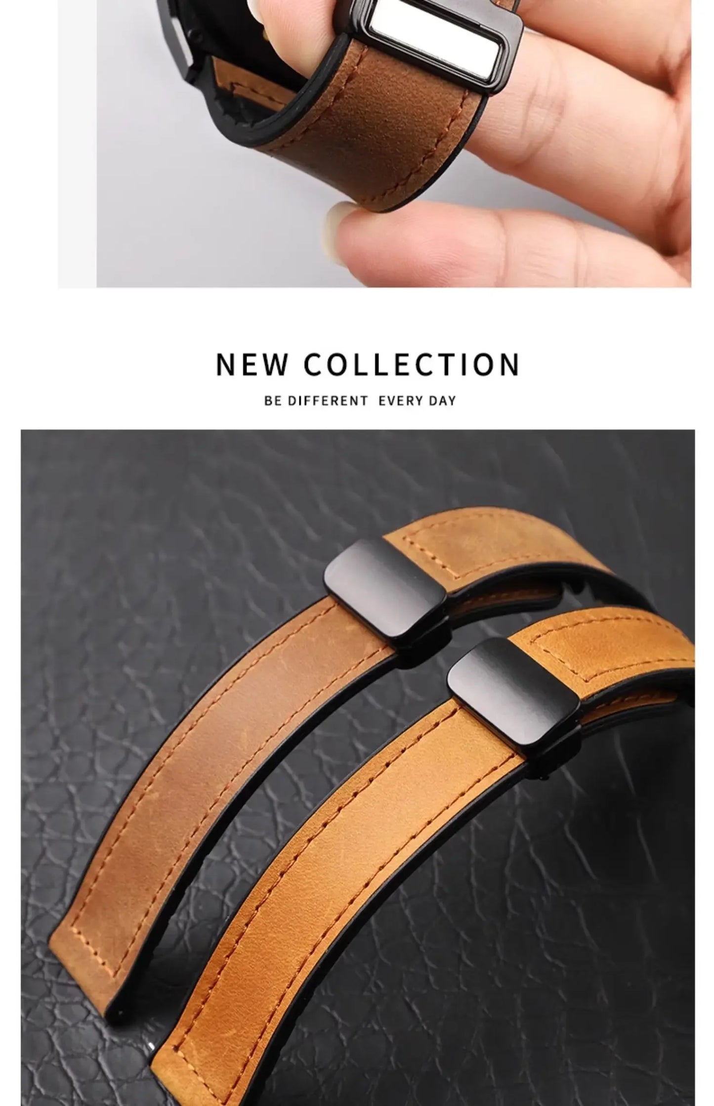 Magnetic leather watch strap, compatible with Huawei/Xiaomi/Samsung, Galaxy Watch 3 45/46mm, women's and men's 22mm watch straps