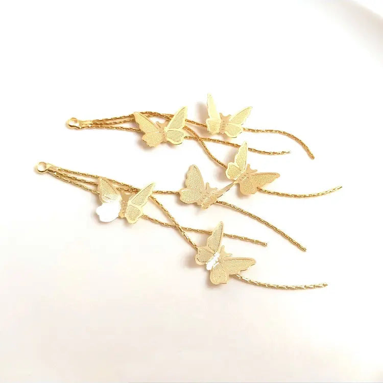 80MM 14K Gold Color Plated Butterfly Tassel Earrings Charms Pendants High Quality Diy Jewelry Accessories