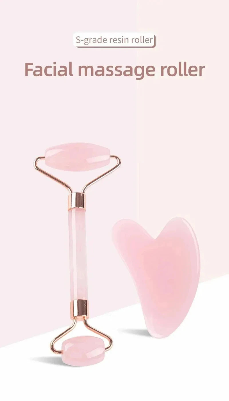 Face And Neck Massager Resin Roller Beauty Scraping Double-ended Massage Stick To Unblock And Relax Non-rose Crystal Jade