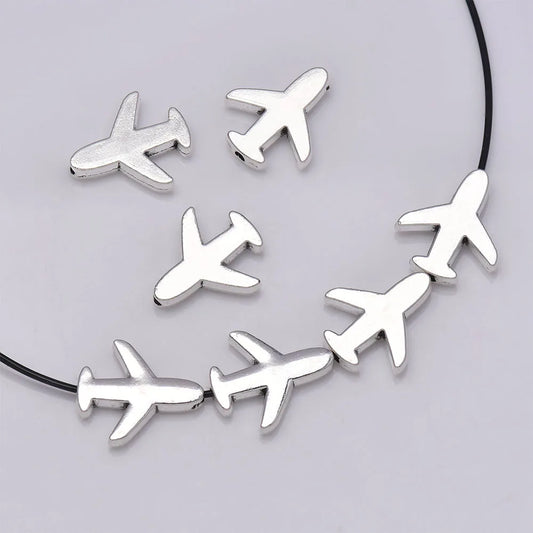 20pcs Beads Airplane Vintage Silver Spacer Beads Alloy Beads Fit For Bracelet Necklace DIY Jewelry Making Findings