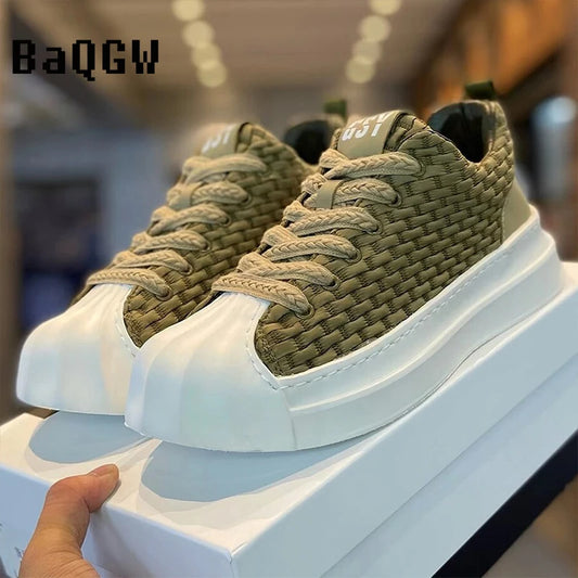 Designer Striped Patchwork Breathable Shoes Man Fashion Soft Lightweight Skateboard Sneakers Retro Camel Summer Shoes Trend 2025