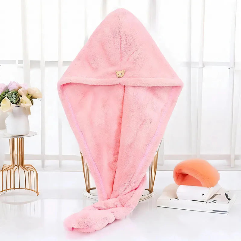 1PC Hair Drying Hat Quick-dry Microfiber Hair Towel Cap Hat Women Bath Hat Solid Towel Cap Super Absorption Turban Hair Dry Cap