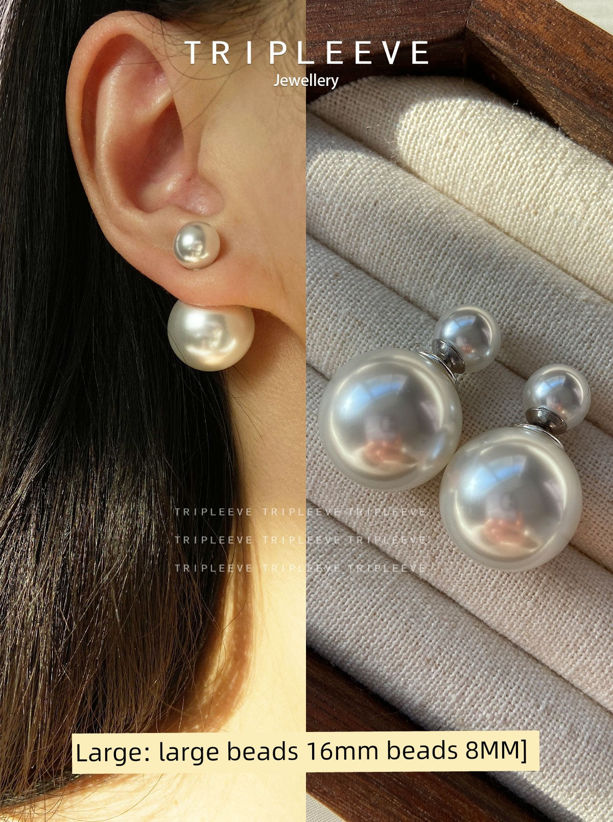 Homemade Cold White Bulb! One Style for Triple-Wear Cold Light Australian White S999 Silver Pearl Earrings Size Beads Front and Rear Wear