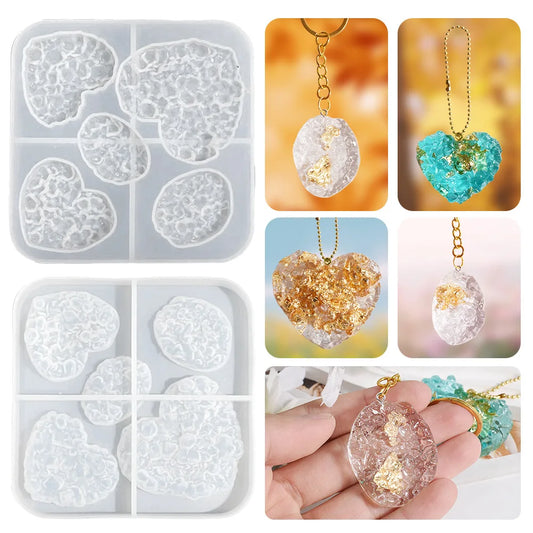 Crystal Cluster Pendant Epoxy Resin Mold DIY Ice Crystal Cave Pendant Silicone Mold