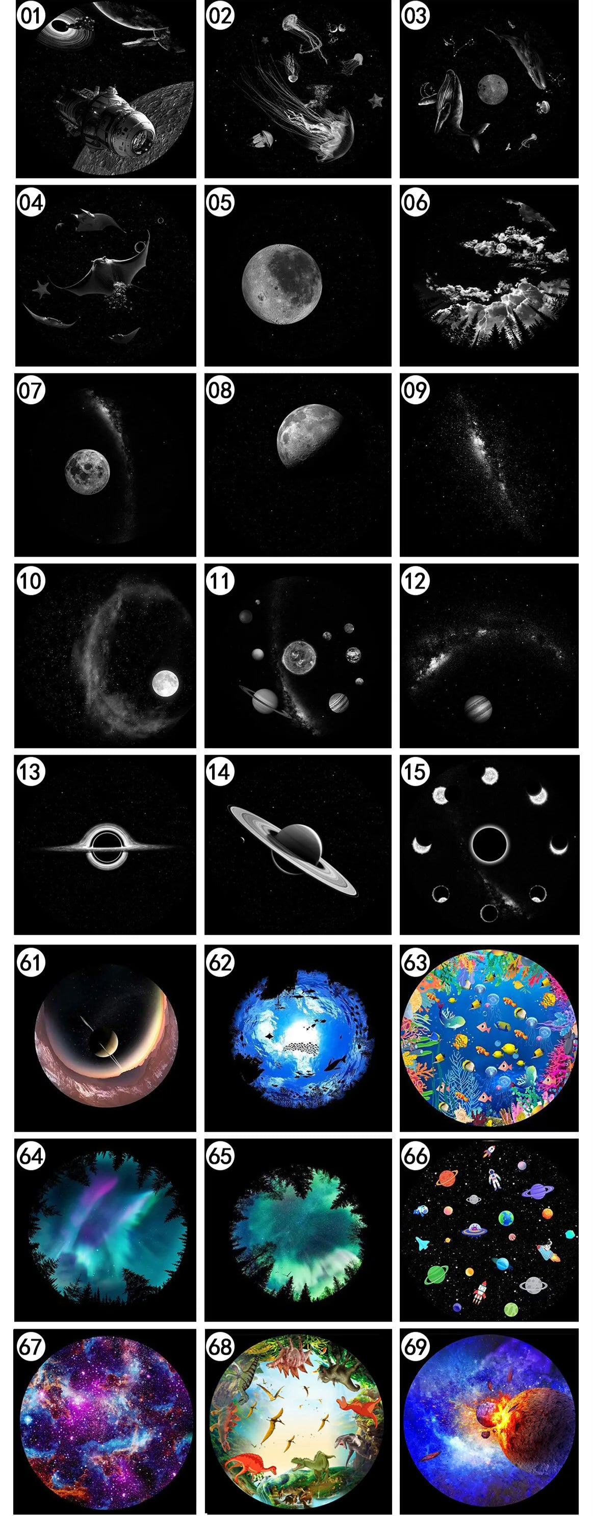 (Excluding projectors machine) LED UFO Galaxy Star Projector Projection Films Photo Galaxy Starry Sky Projector Lamp Slides