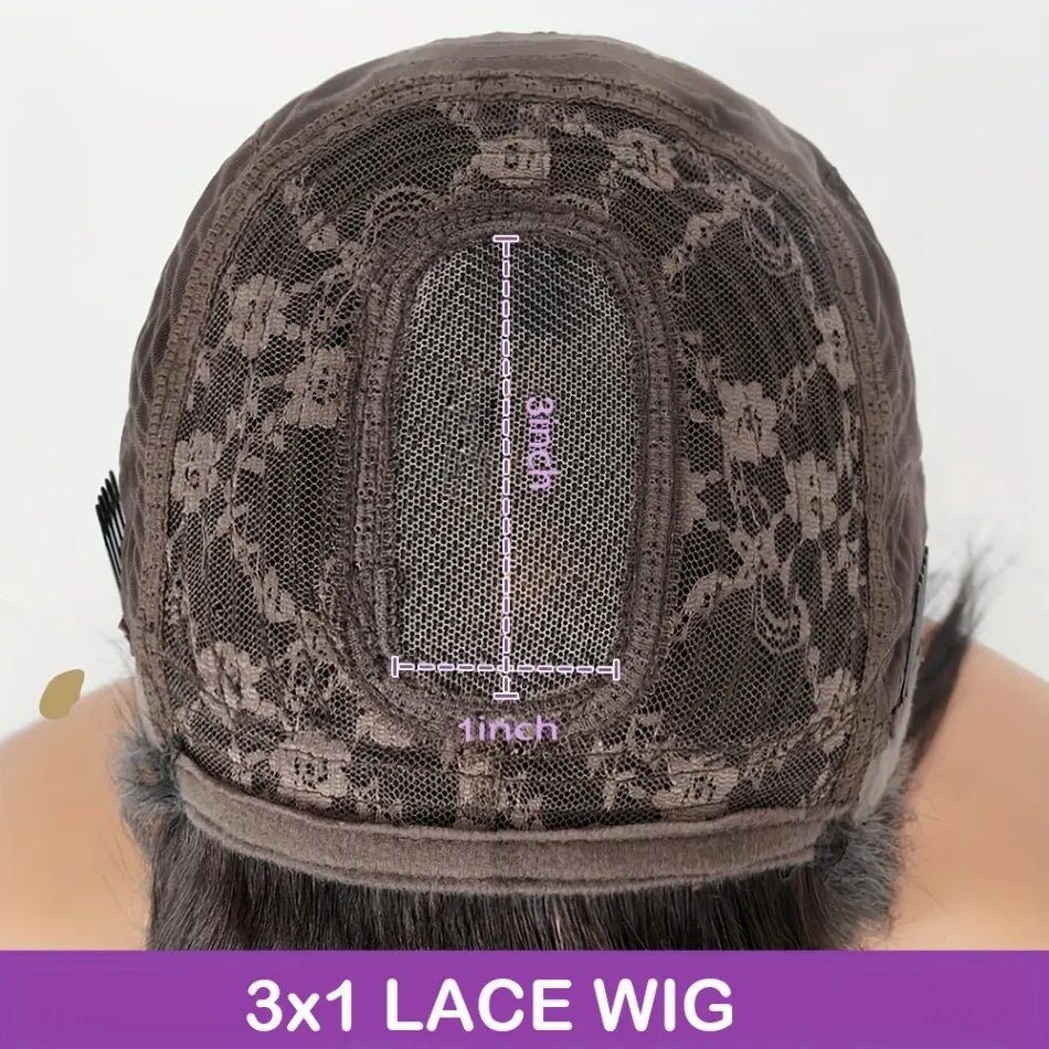 250 Density 3x1 Middle Part Lace Wig Bone Straight Cheap Wigs Full Machine Made Human Hair Wig with Bangs on Clearance Sale