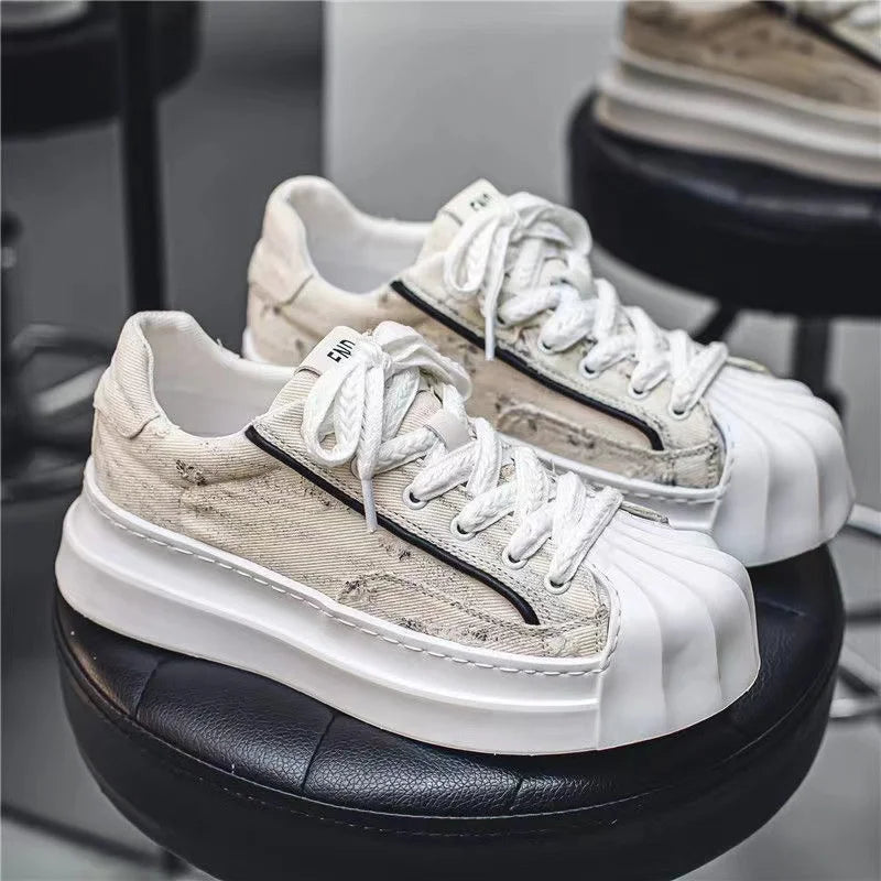 Designer Striped Patchwork Breathable Shoes Man Fashion Soft Lightweight Skateboard Sneakers Retro Camel Summer Shoes Trend 2025