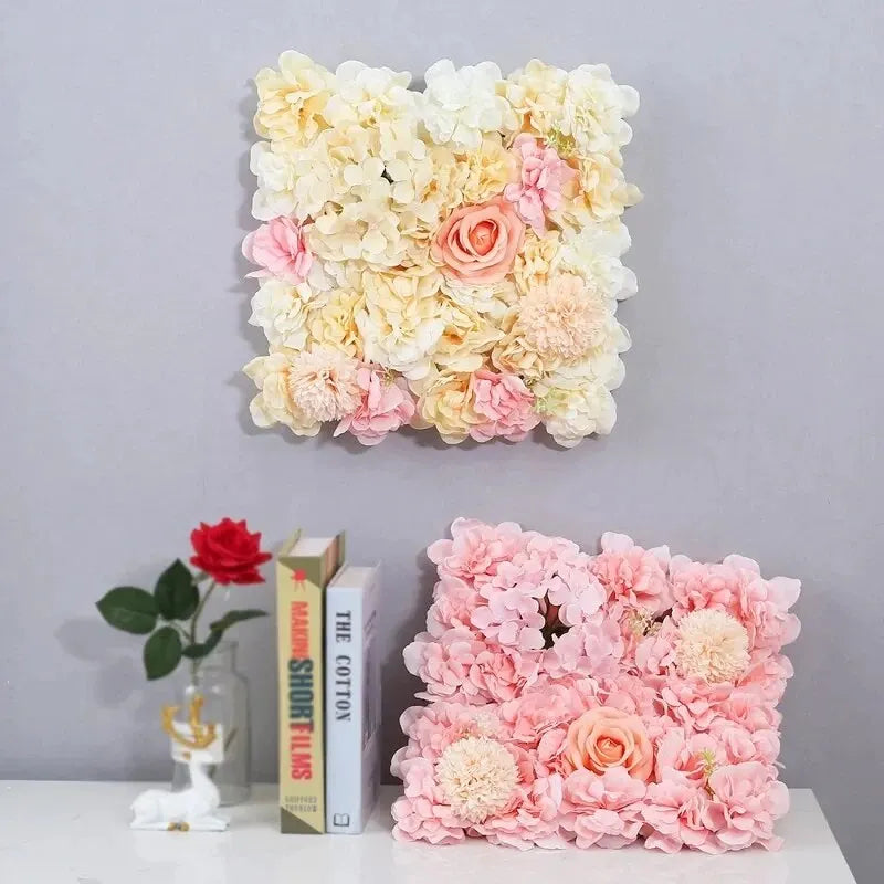 Artificial Rose Flower Wall Panels with Hydrangea Peony for Baby Shower Background Home Party Activities Or Wedding Decoration
