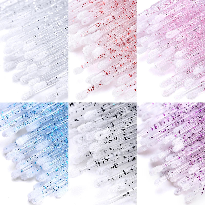200Pcs Crystal Disposable Micro Brush Individual Lash Removing Swab Mascara Wands Applicator Makeup Tools For Eyelash Extension