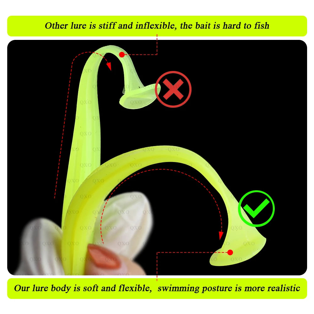 QXO 50 Pcs/Lot 7cm 10cm Soft Lure Shad Wobbler Silicone Bait Sea Worm Swimbait Streamer Silicone Lure Spinnerbait  Accessories