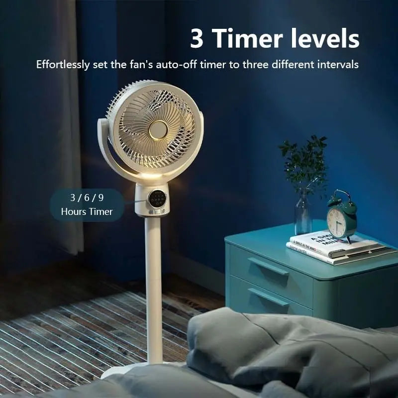 Electric Stand Floor fan Night Light Adjustable Height Remote Control Air Circulation Fan USB Portable Stand Fan Bedroom Home