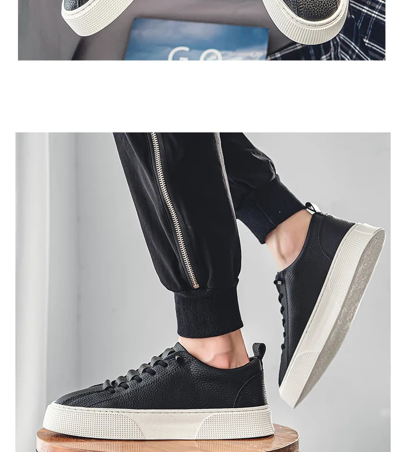 2025 New Mens Casual Shoes Quality PU Leather Shoes For Men Lace-up Breathable Fashion Lofer Autumn Flats Male White Shoes