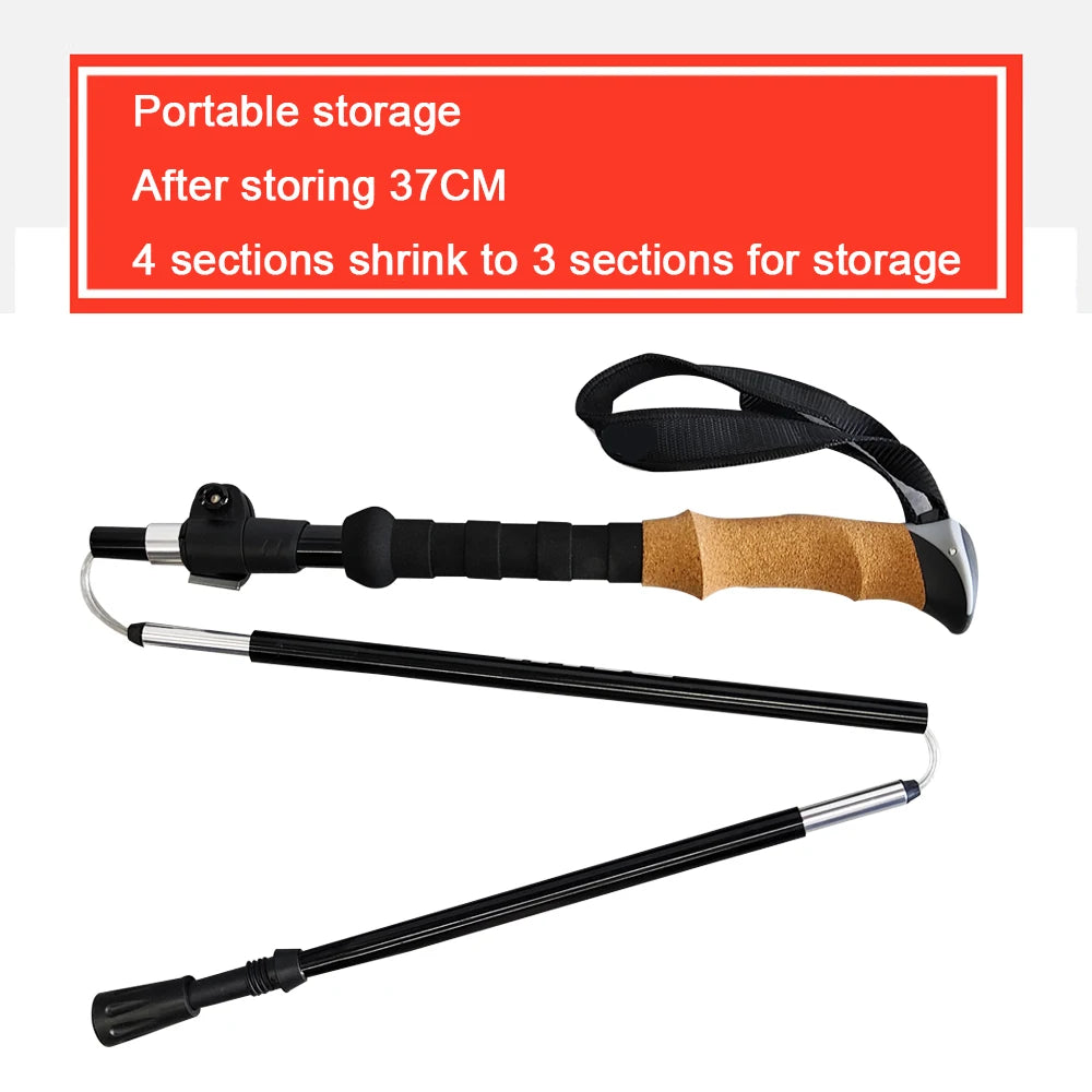 LIGHTEN UP 2Pcs Carbon Fiber/Aluminum Alloy Trekking Poles Collapsible Telescopic Sticks Lightweight Walking Hiking Stick Climb