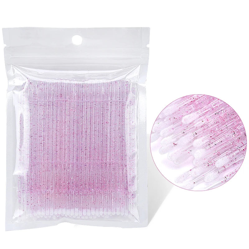 200Pcs Crystal Disposable Micro Brush Individual Lash Removing Swab Mascara Wands Applicator Makeup Tools For Eyelash Extension