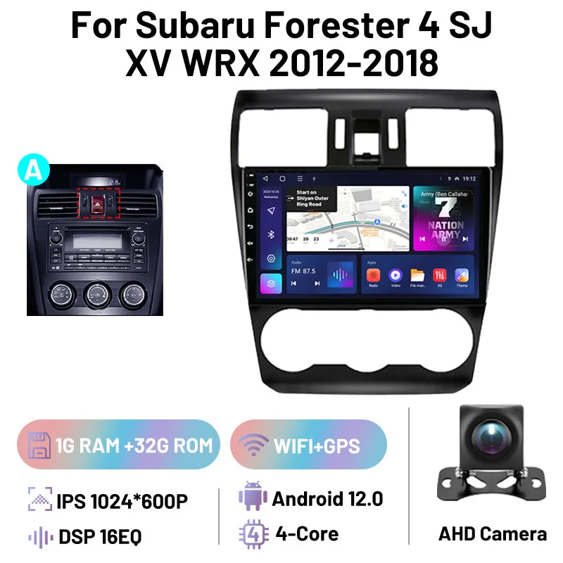 Car Stereo Carplay Android Auto Wireless 8 Core For Subaru Forester 4 SJ XV WRX 2012-2018 Audio DSP FM AM Multimedia Player Auto