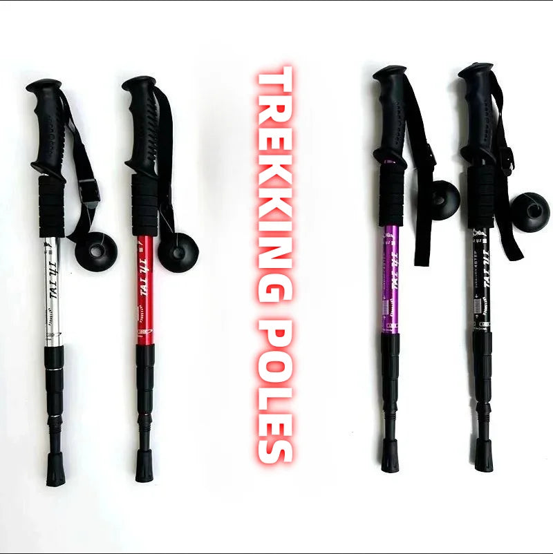 Trekking Poles Shock Absorption Foldable Ultralight Hiking Pole Suitable For Outdoor Camping Mountaineering Backpacking And Trip