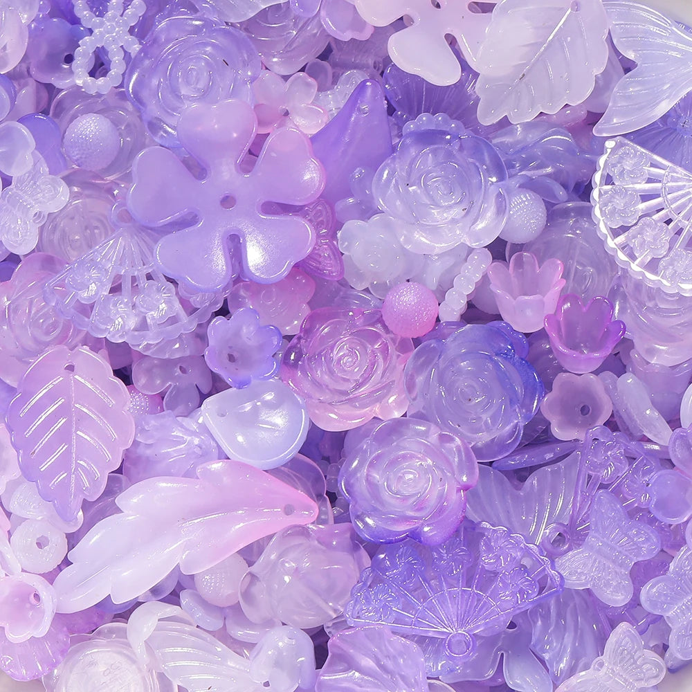 30g Colorful Pearlescent Mixed Butterfly Fan Acrylic Bead Spacer Loose Bead for DIY Necklace Bracelet Jewelry Making Accessories
