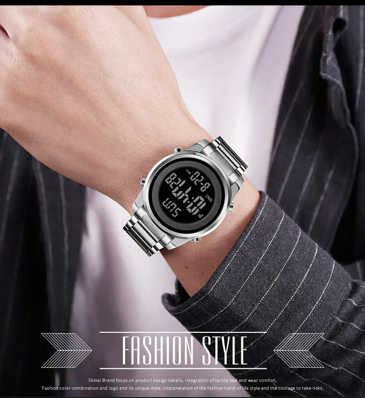 SKMEI 1611 Chrono Count Down Alarm Hour For Mens reloj hombre Digital 2 Time Mens Watches Fashion LED Men Digital Wristwatch