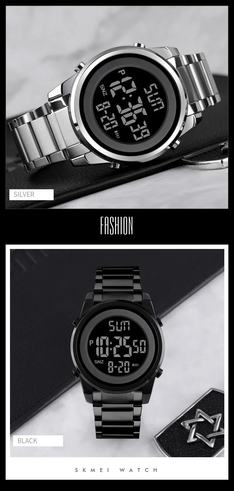 SKMEI 1611 Chrono Count Down Alarm Hour For Mens reloj hombre Digital 2 Time Mens Watches Fashion LED Men Digital Wristwatch