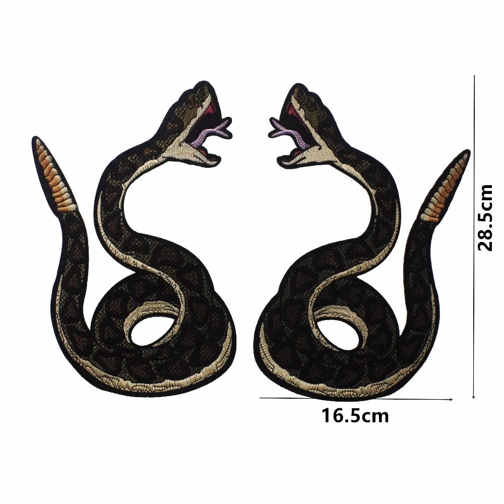 2pieces  Snake Patches for Clothing Sew on Jacket Embroidery Applique