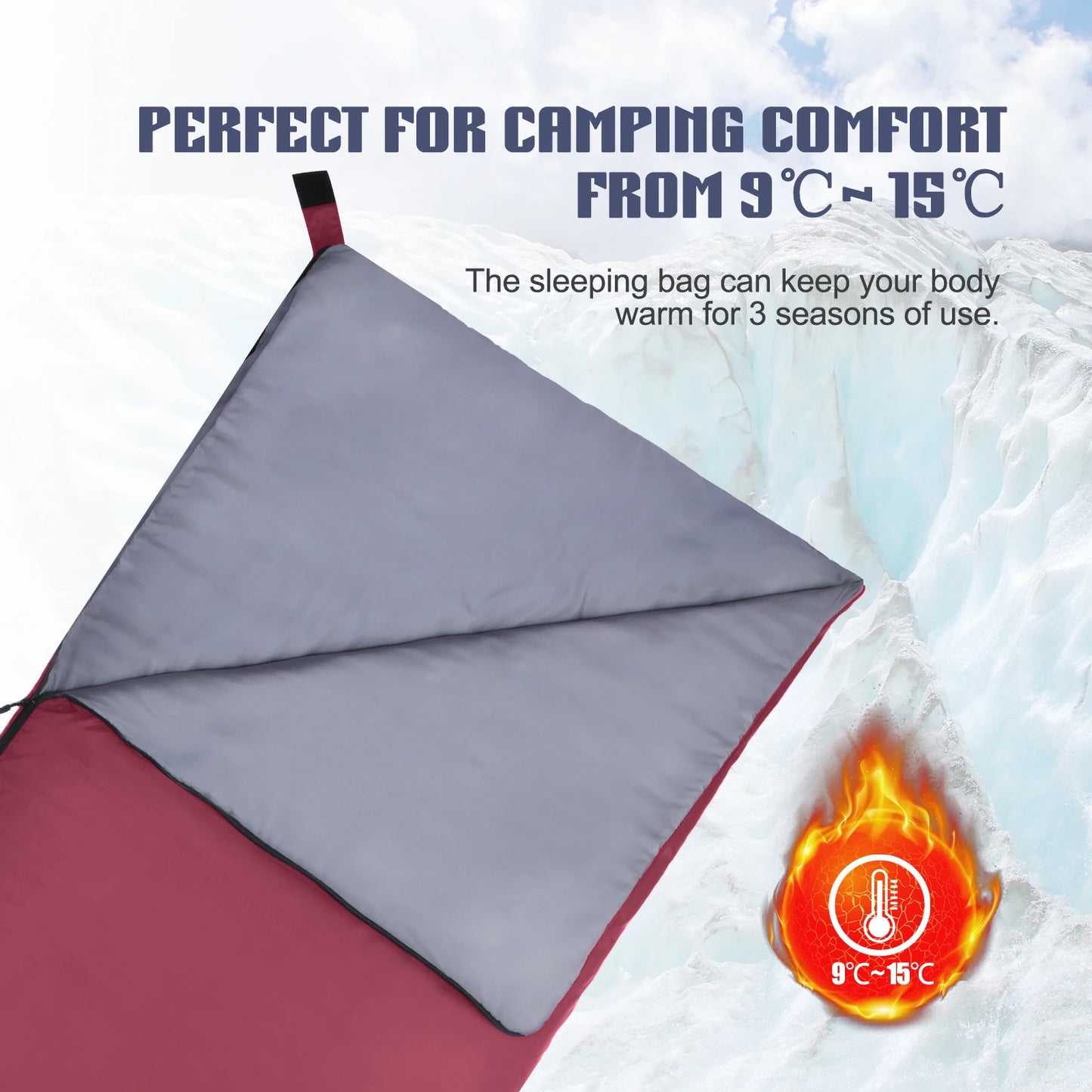 Lixada Camping Sleeping Bag 190*75cm Type Polyester Sleeping Bags Camping With Compression Bag Camping Equipment 680g
