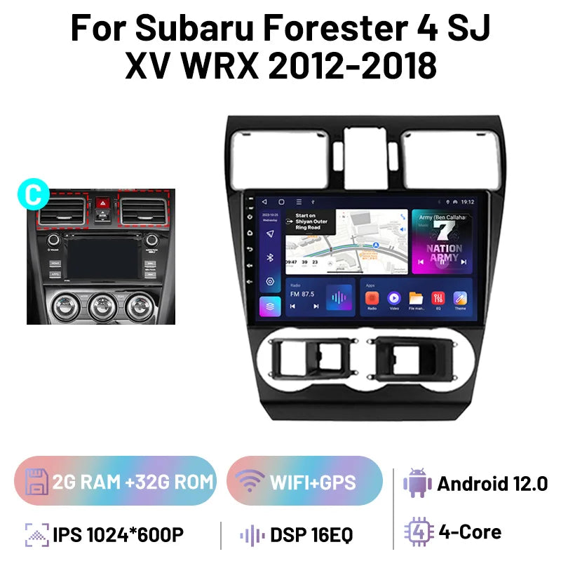 Car Stereo Carplay Android Auto Wireless 8 Core For Subaru Forester 4 SJ XV WRX 2012-2018 Audio DSP FM AM Multimedia Player Auto