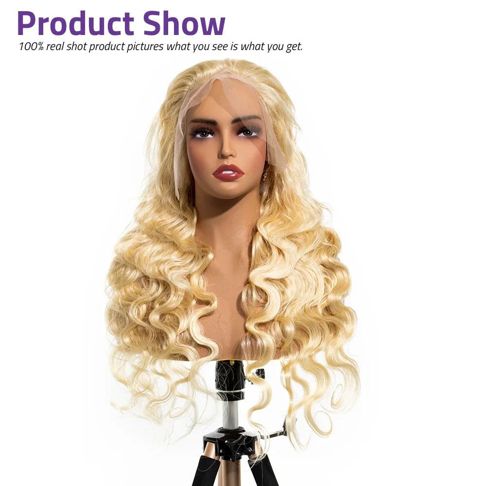 613 Blonde Honey Colored Body Wave 13x6 Frontal Full HD Transparent Lace Human Hair Wigs Lace Front Preplucked Wig Black Women