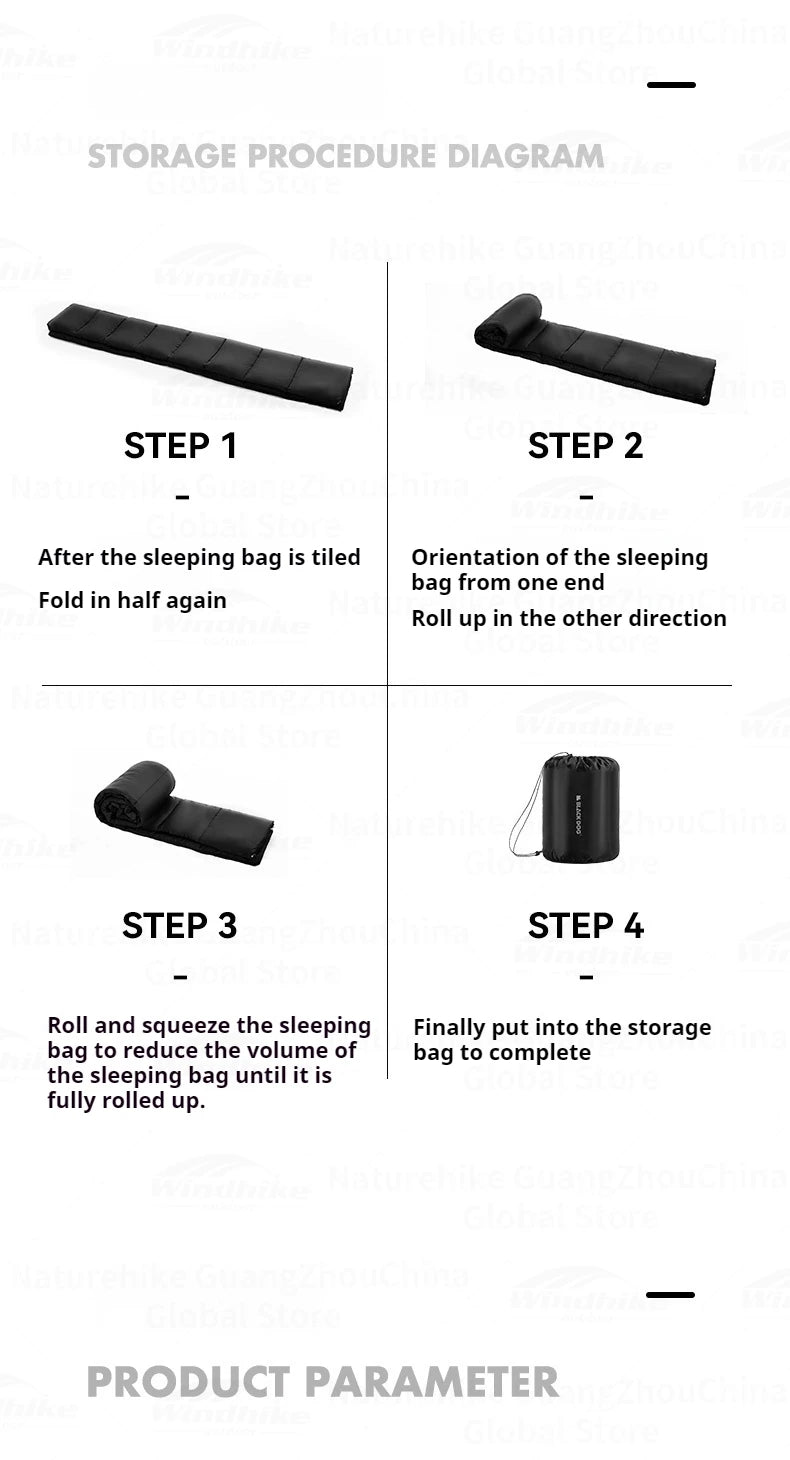 Naturehike BLACKDOG Envelope Sleeping Bag Double Spring Autumn Quilt 210T Camping Ultralight Outdoor Travel Adult Sleeping Bag