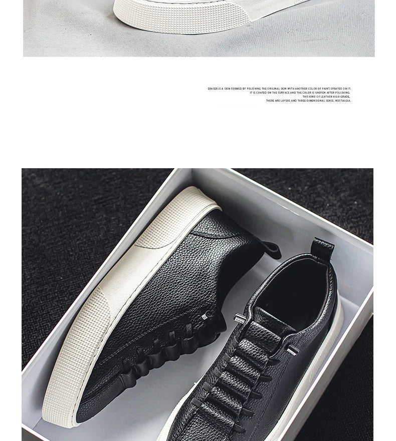 2025 New Mens Casual Shoes Quality PU Leather Shoes For Men Lace-up Breathable Fashion Lofer Autumn Flats Male White Shoes