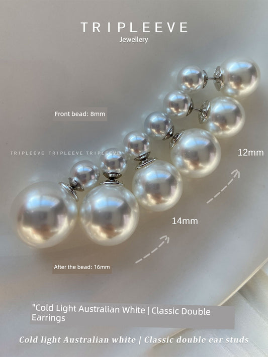 Homemade Cold White Bulb! One Style for Triple-Wear Cold Light Australian White S999 Silver Pearl Earrings Size Beads Front and Rear Wear